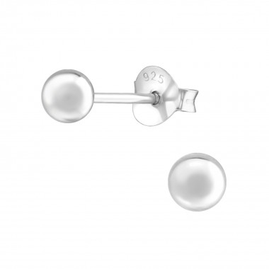 Ball - 925 Sterling Silver Basic Stud Earrings SD2401