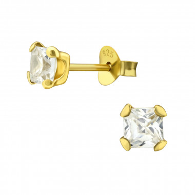 Square - 925 Sterling Silver Basic Stud Earrings SD24077