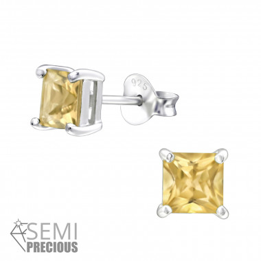 Square - 925 Sterling Silver Basic Stud Earrings SD24180