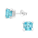 Square - 925 Sterling Silver Basic Stud Earrings SD24247