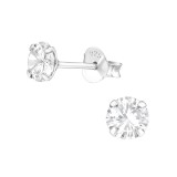 Round - 925 Sterling Silver Basic Stud Earrings SD27193