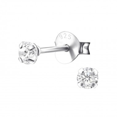 Round 3mm - 925 Sterling Silver Basic Stud Earrings SD33203