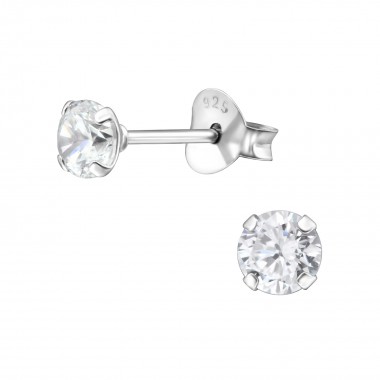 Round 4mm - 925 Sterling Silver Basic Stud Earrings SD33204