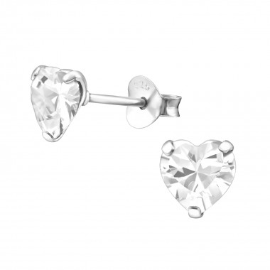 Heart 6mm - 925 Sterling Silver Basic Stud Earrings SD33211