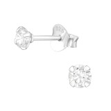 Jeweled - 925 Sterling Silver Basic Stud Earrings SD33665