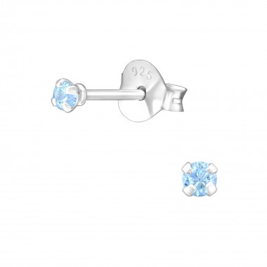 Birthstone Round 2mm - 925 Sterling Silver Basic Stud Earrings SD36104