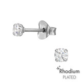 Round 3mm - 925 Sterling Silver Basic Stud Earrings SD36902