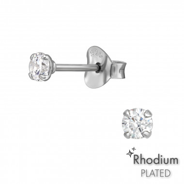 Round 3mm - 925 Sterling Silver Basic Stud Earrings SD36902