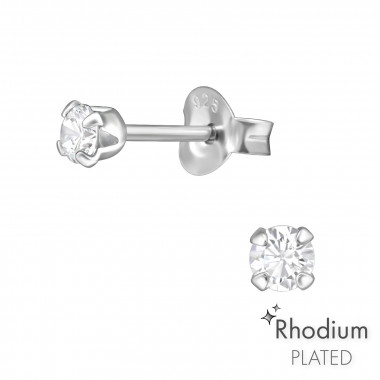 Round 3mm - 925 Sterling Silver Basic Stud Earrings SD36902