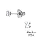Round 3mm - 925 Sterling Silver Basic Stud Earrings SD36902