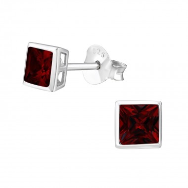 Square - 925 Sterling Silver Basic Stud Earrings SD3696