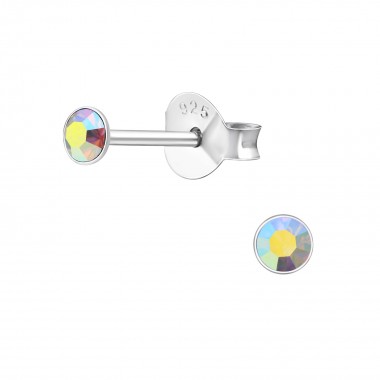 Round 3mm - 925 Sterling Silver Basic Stud Earrings SD37334