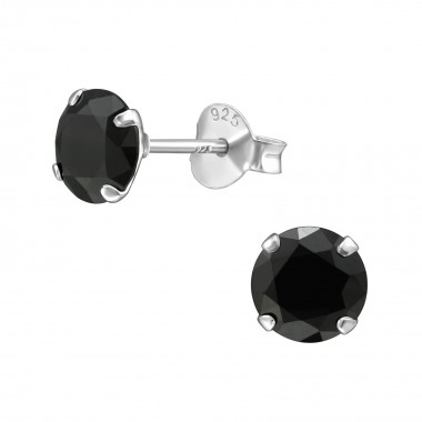 Round - 925 Sterling Silver Basic Stud Earrings SD39409