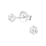 Round - 925 Sterling Silver Basic Stud Earrings SD39635