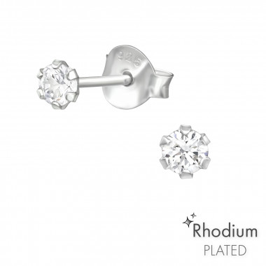 3mm Round - 925 Sterling Silver Basic Stud Earrings SD43066