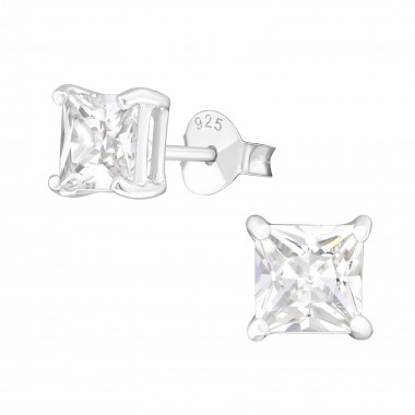 Square - 925 Sterling Silver Basic Stud Earrings SD433