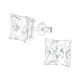 Square - 925 Sterling Silver Basic Stud Earrings SD434