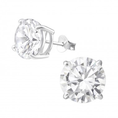 Round - 925 Sterling Silver Basic Stud Earrings SD437