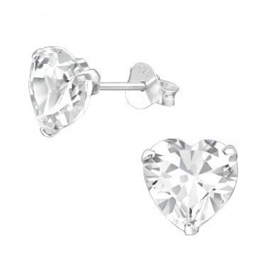 Heart - 925 Sterling Silver Basic Stud Earrings SD4447