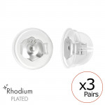 Silicone Coated Rhodium Butterfly Backs - 925 Sterling Silver Basic Stud Earrings SD45028