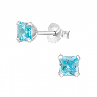 Square 4mm - 925 Sterling Silver Basic Stud Earrings SD45204