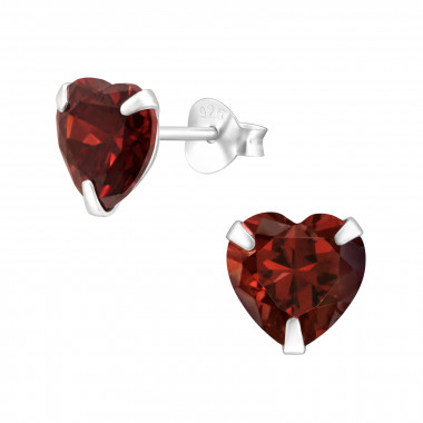 Heart - 925 Sterling Silver Basic Stud Earrings SD45812