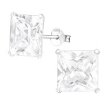 Square - 925 Sterling Silver Basic Stud Earrings SD4659