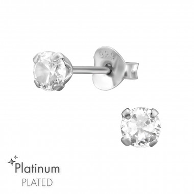 Round 4mm - 925 Sterling Silver Basic Stud Earrings SD47910