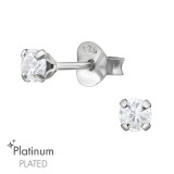 Round 3mm - 925 Sterling Silver Basic Stud Earrings SD47911