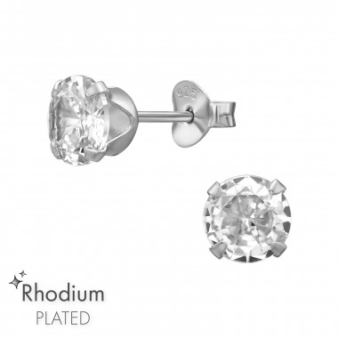 Round 6mm - 925 Sterling Silver Basic Stud Earrings SD50516