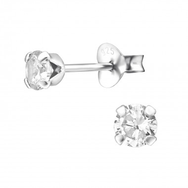 Round - 925 Sterling Silver Basic Stud Earrings SD5055