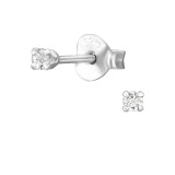 2mm Round 4 Prong - 925 Sterling Silver Basic Stud Earrings SD51121