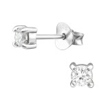 Round - 925 Sterling Silver Basic Stud Earrings SD5162