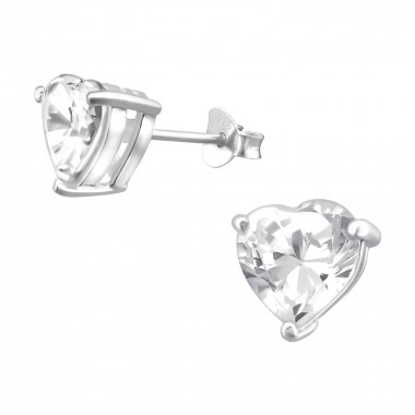 Heart - 925 Sterling Silver Basic Stud Earrings SD5268