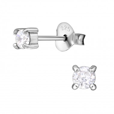 Round - 925 Sterling Silver Basic Stud Earrings SD8085
