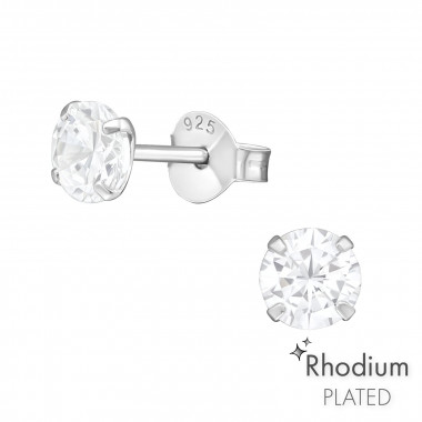 Round - 925 Sterling Silver Basic Stud Earrings SD8986