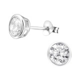 Round - 925 Sterling Silver Basic Stud Earrings SD9066