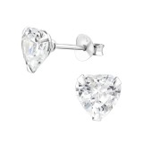 Heart - 925 Sterling Silver Basic Stud Earrings SD9522