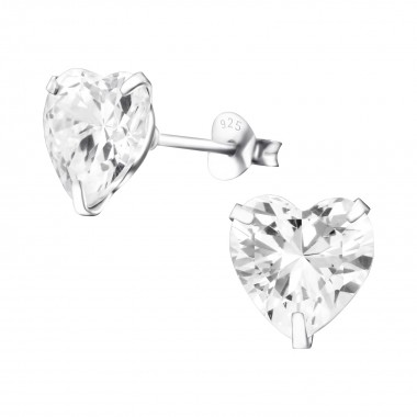 Heart - 925 Sterling Silver Basic Stud Earrings SD9524