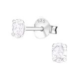 Oval - 925 Sterling Silver Basic Stud Earrings SD9637