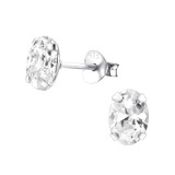 Oval - 925 Sterling Silver Basic Stud Earrings SD9638