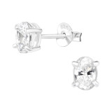 Oval - 925 Sterling Silver Basic Stud Earrings SD9639