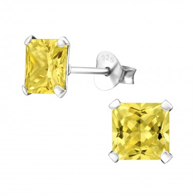 Square - 925 Sterling Silver Basic Stud Earrings SD992