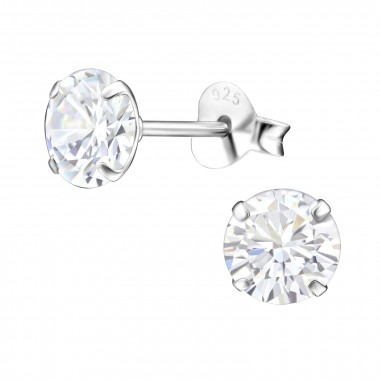 Round - 925 Sterling Silver Basic Stud Earrings SD993