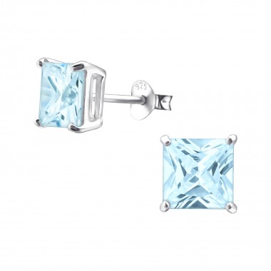 Square - 925 Sterling Silver Basic Stud Earrings SD995