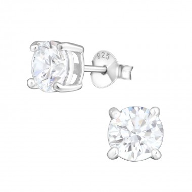Round - 925 Sterling Silver Basic Stud Earrings SD999