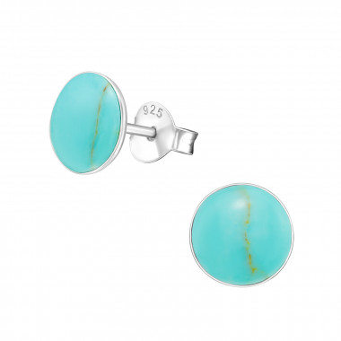 Round - 925 Sterling Silver Semi-Precious Stud Earrings SD11677