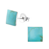 Square - 925 Sterling Silver Semi-Precious Stud Earrings SD14101