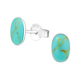 Oval - 925 Sterling Silver Semi-Precious Stud Earrings SD18398