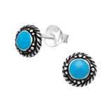 Round - 925 Sterling Silver Semi-Precious Stud Earrings SD21868